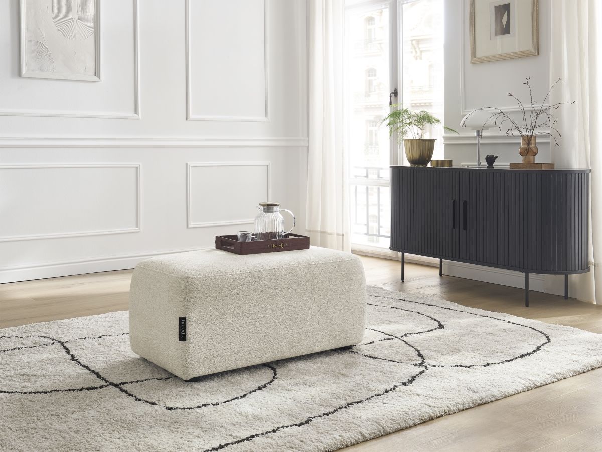Bobochic Atilla Pouf Melange-Stoff Weiß