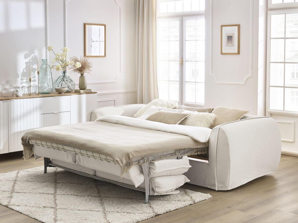 Bobochic Archimede Schlafsofa 3-Sitzer Stoff Beige, Liegefläche 140 × 194 cm