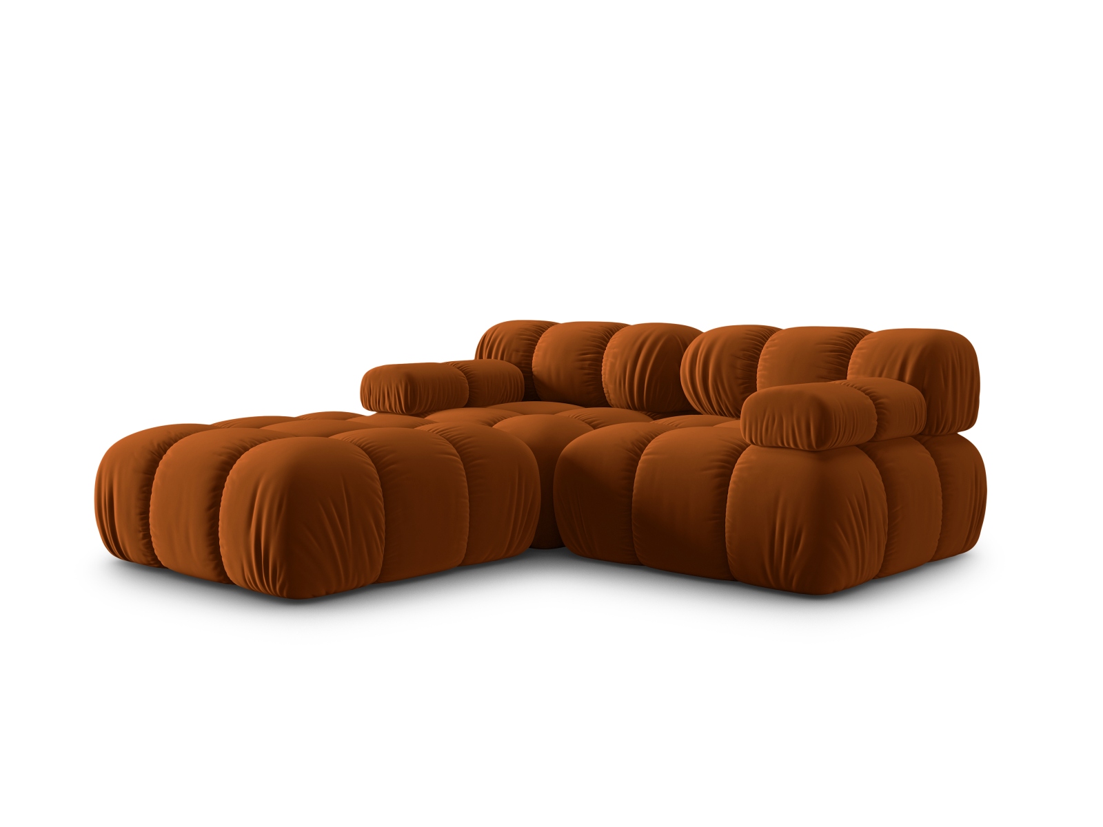 Micadoni Modulares Sofa Bellis 3-Sitzer mit flachem Modul Samt Bluvel Terrakotta