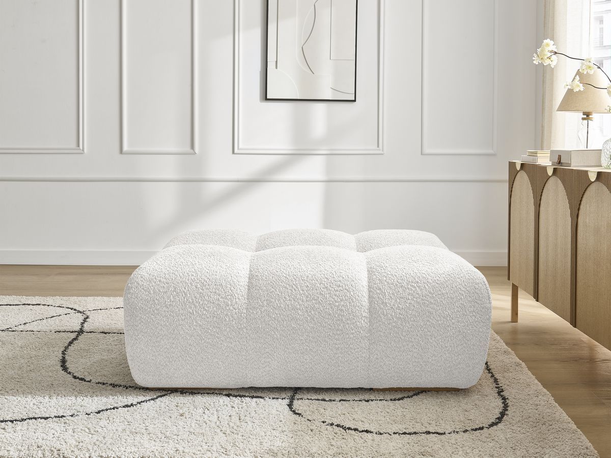 Bobochic Anakin Pouf Bouclé-Stoff Weiß