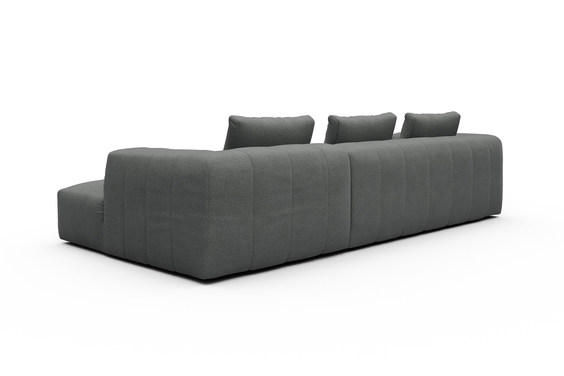 Ecksofa Hugo 2,5-Sitzer Armlehne links mit Chaiselongue Satya-Steel
