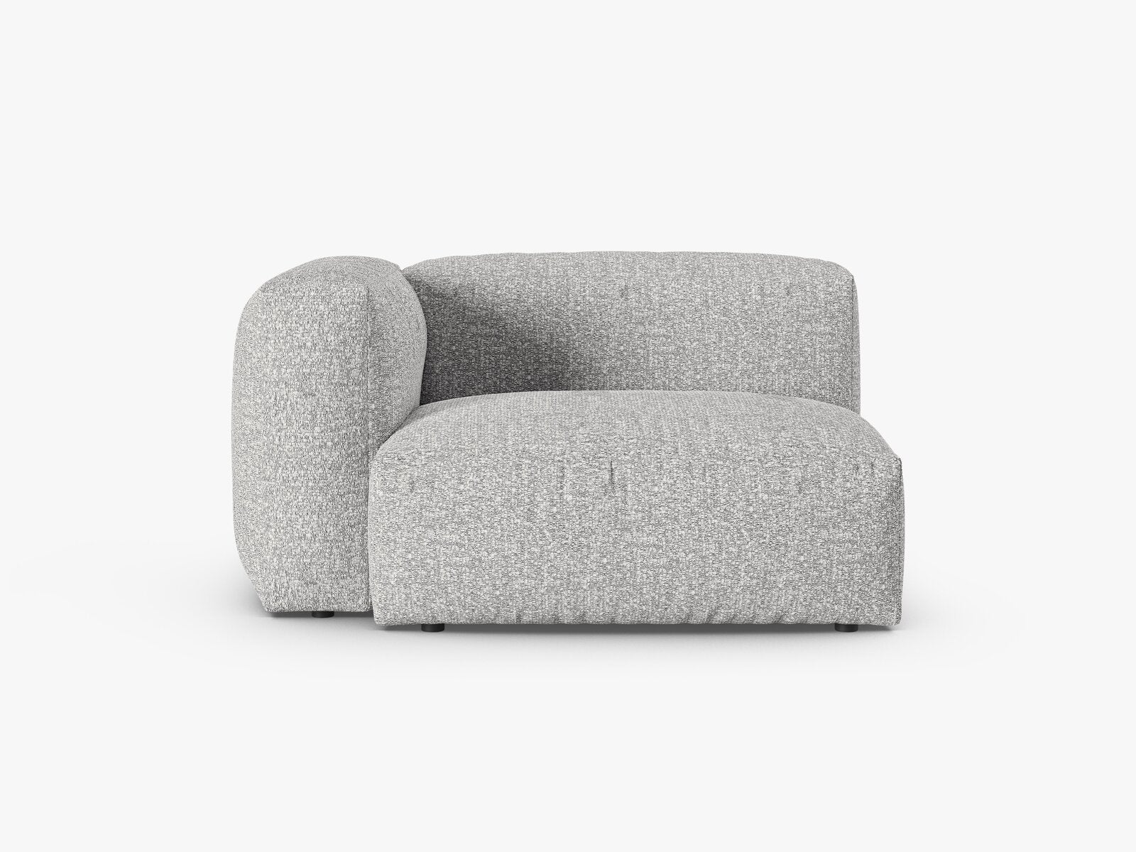 Micadoni Eckmodul mit Armlehne Martina 1-Sitzer 90cm Sitztiefe Links Boucle Monet Silber