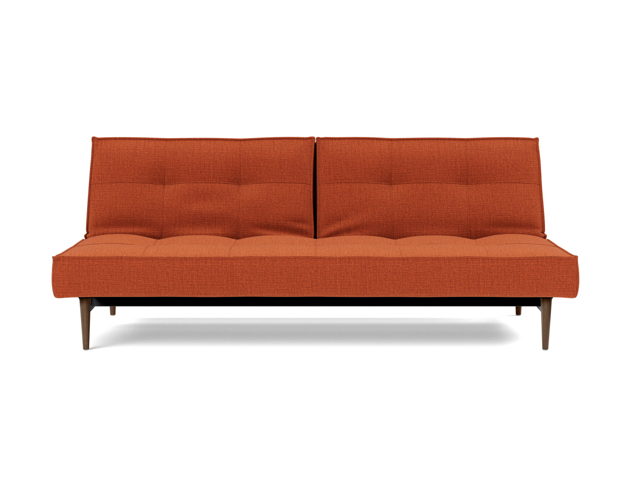 Schlafsofa Splitback Chenille Esina 412-Rust-Orange Beine Styletto Eiche dunkel