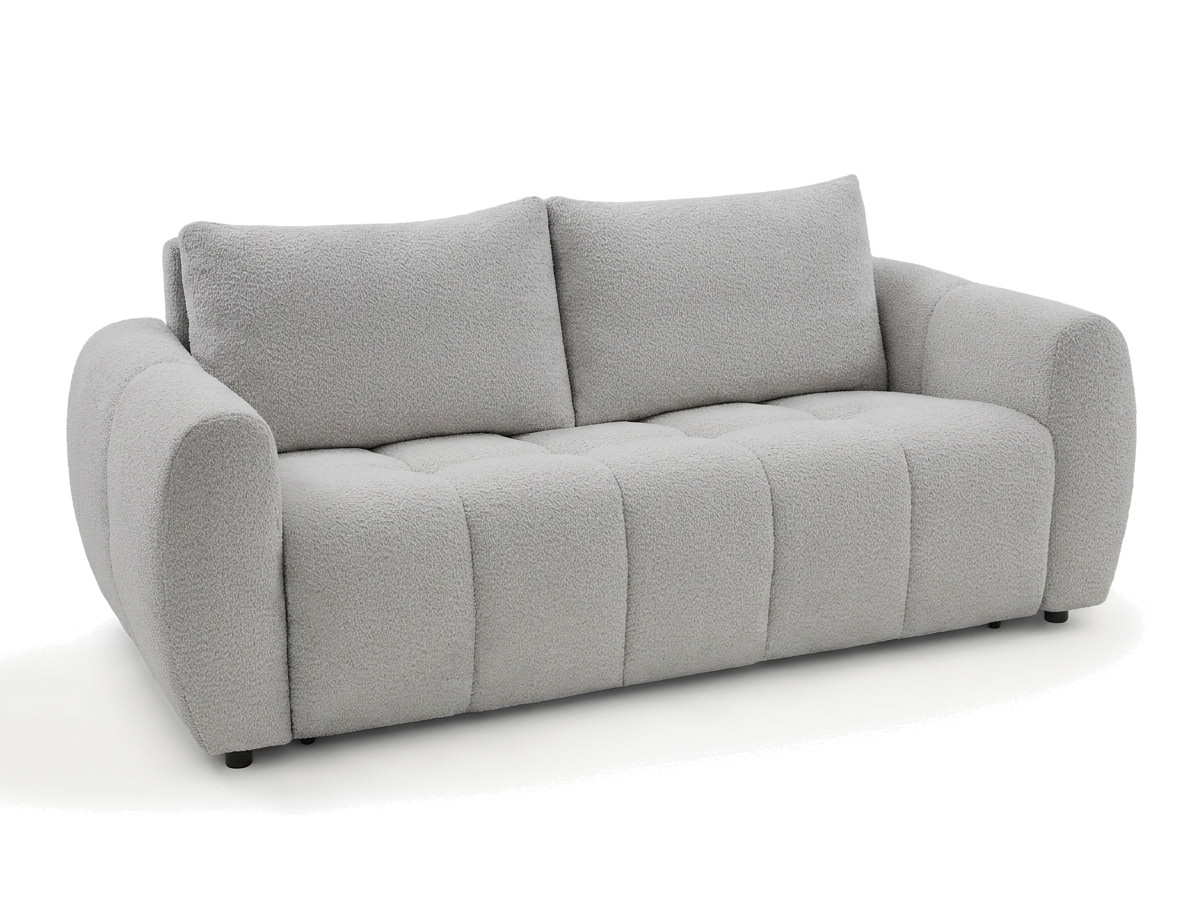 Bobochic Fuji Schlafsofa 3-Sitzer Bouclé-Stoff Hellgrau