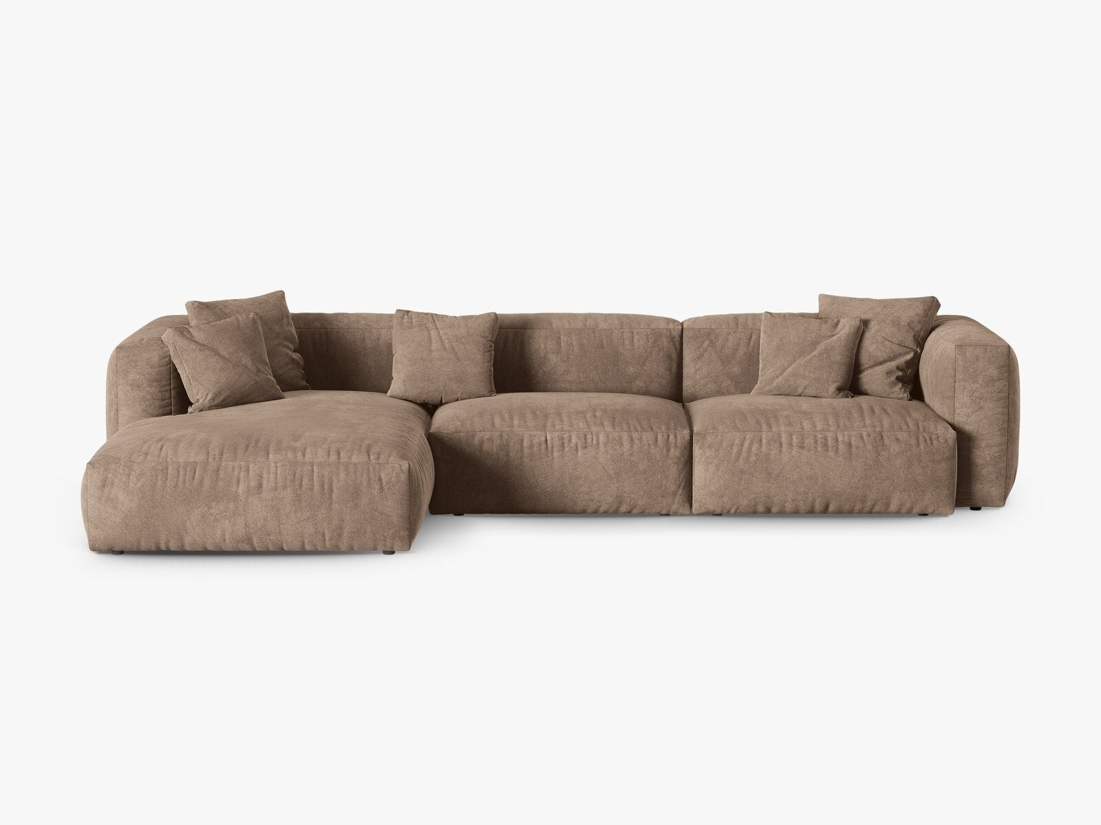 Micadoni Ecksofa Martina 3-Sitzer 90cm Sitztiefe Links Samt Vogue Dunkelbeige