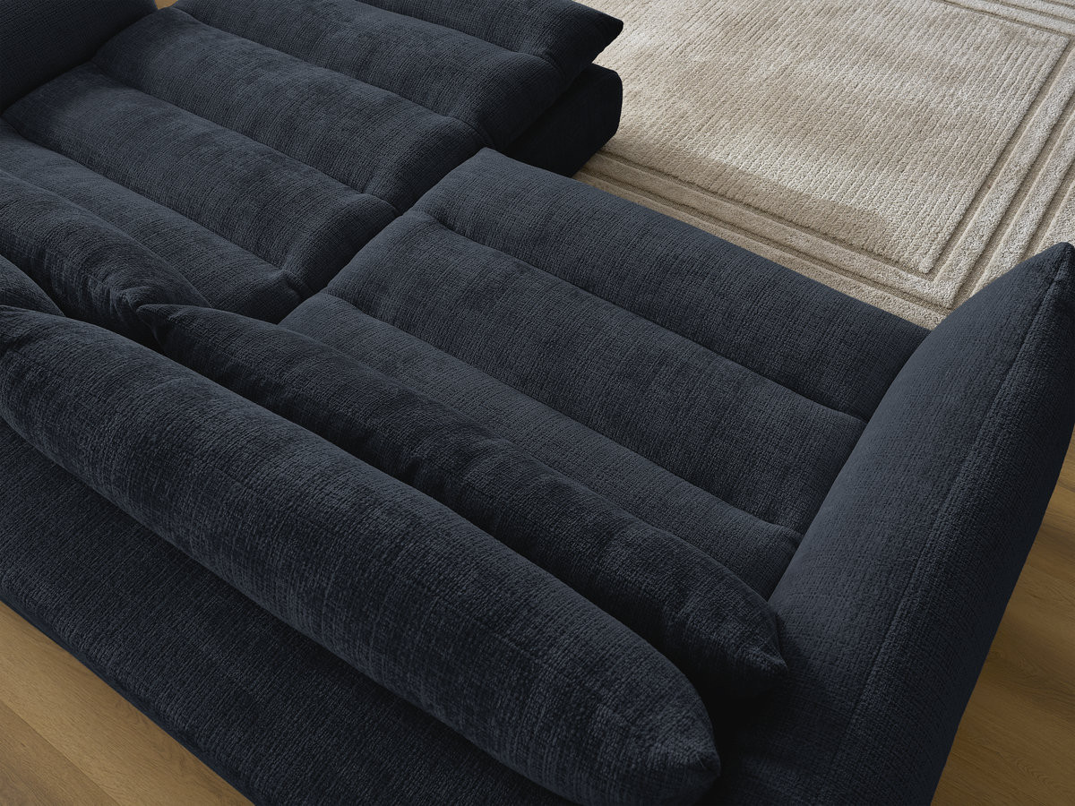 Bobochic Neil Ecksofa Strukturstoff Dunkelblau Ecke rechts