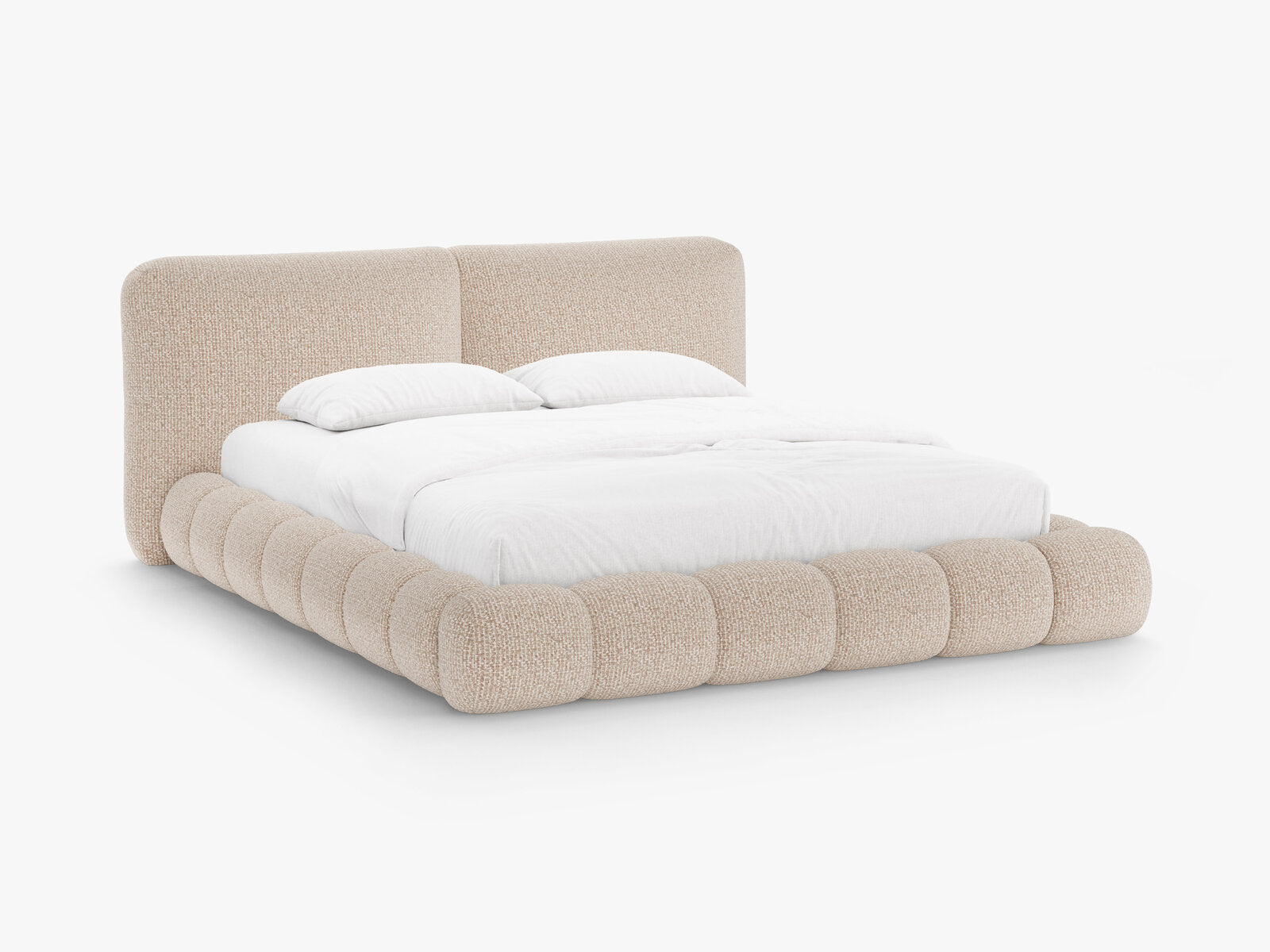 Micadoni Stauraumbett mit Kopfteil Solange Chenille Silencio Sand 140x200