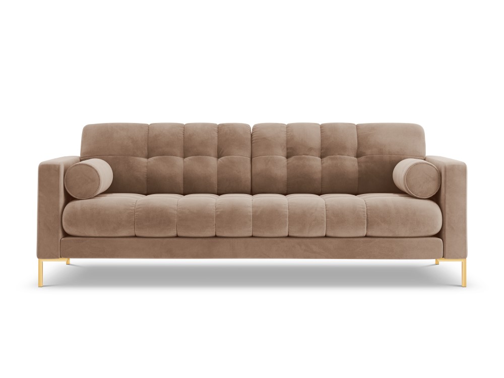 Cosmopolitan Design Sofa Bali 3-Sitzer Samt Bluvel Beige Beine Gold