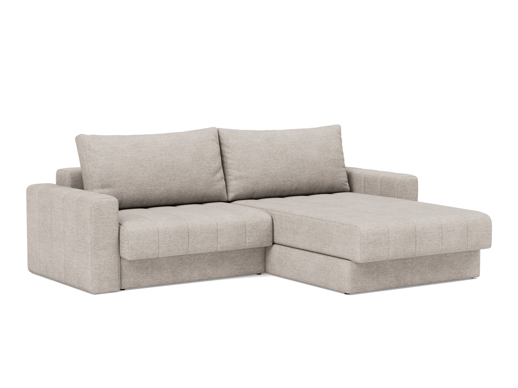 Schlafsofa Akello mit Chaiselongue und Armlehnen Chenille Yuveno 471-Sand