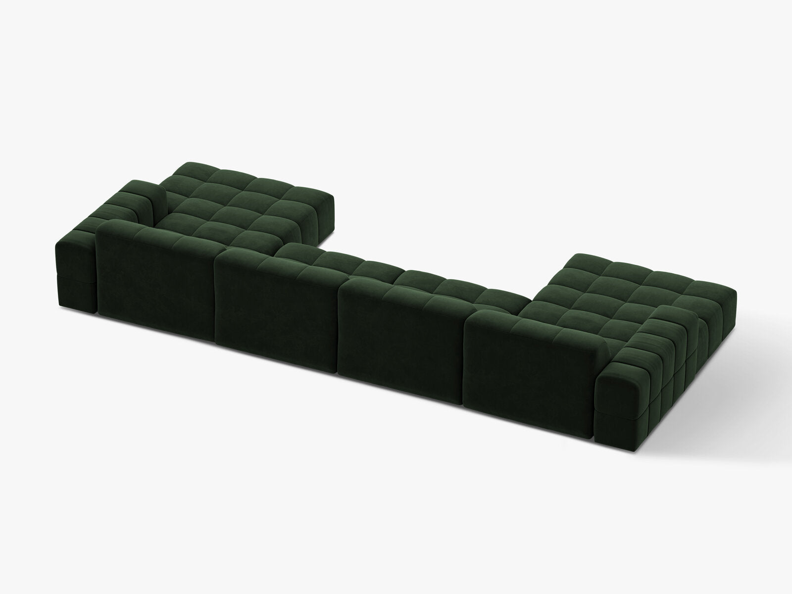 Micadoni Panorama Sofa Jennifer 6-Sitzer Samt Venus Flaschengrün