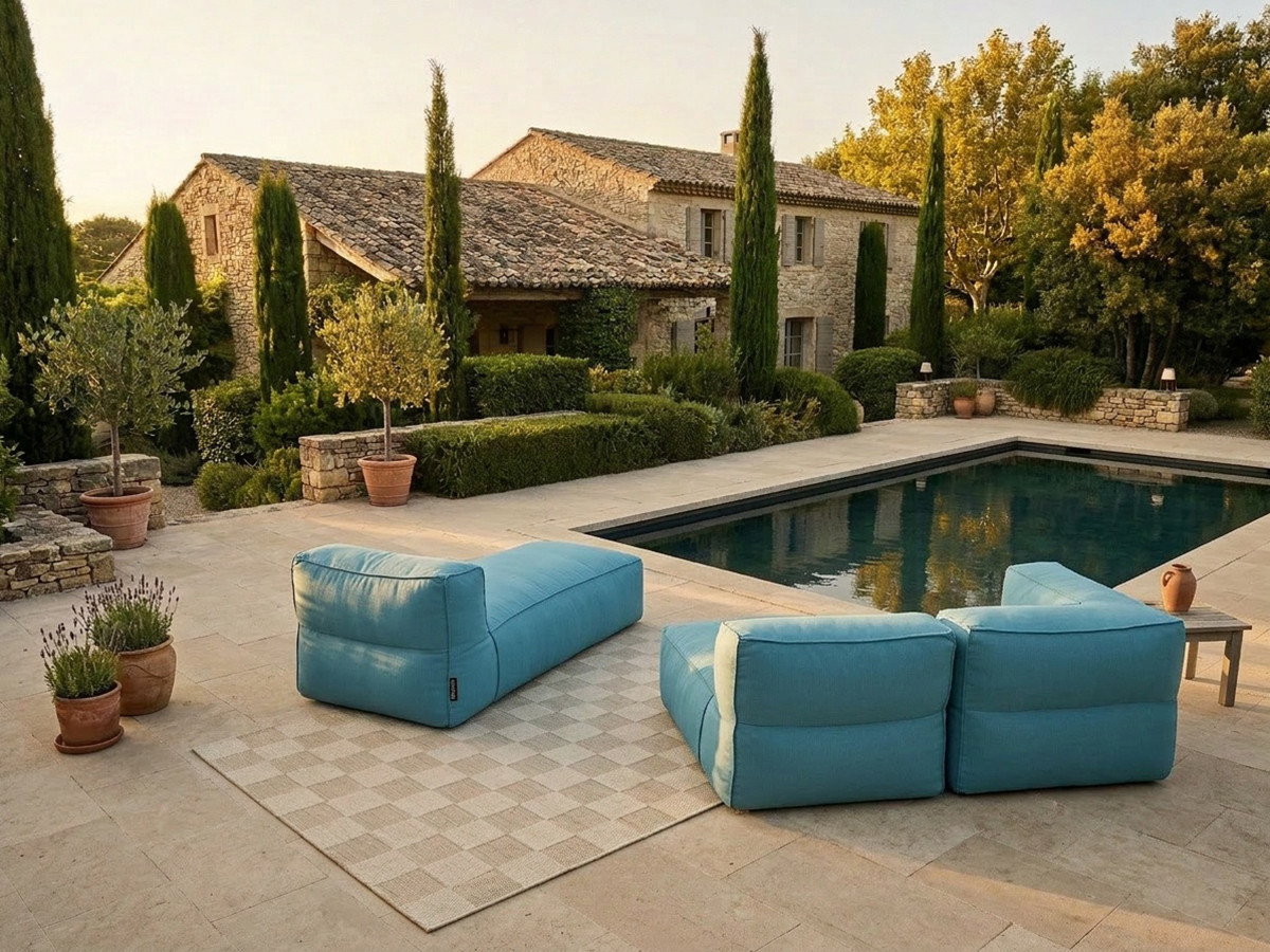 Bobochic Giulia Gartensofa 3-Sitzer 240 × 170 cm Stoff Hellblau