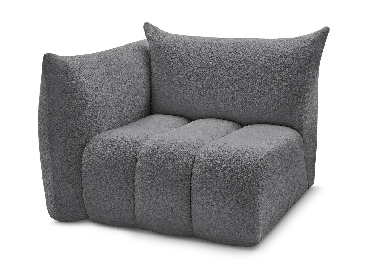 Bobochic Azra Sofamodul 1-Sitzer 117 × 112 cm Bouclé-Stoff Dunkelgrau Ecke links