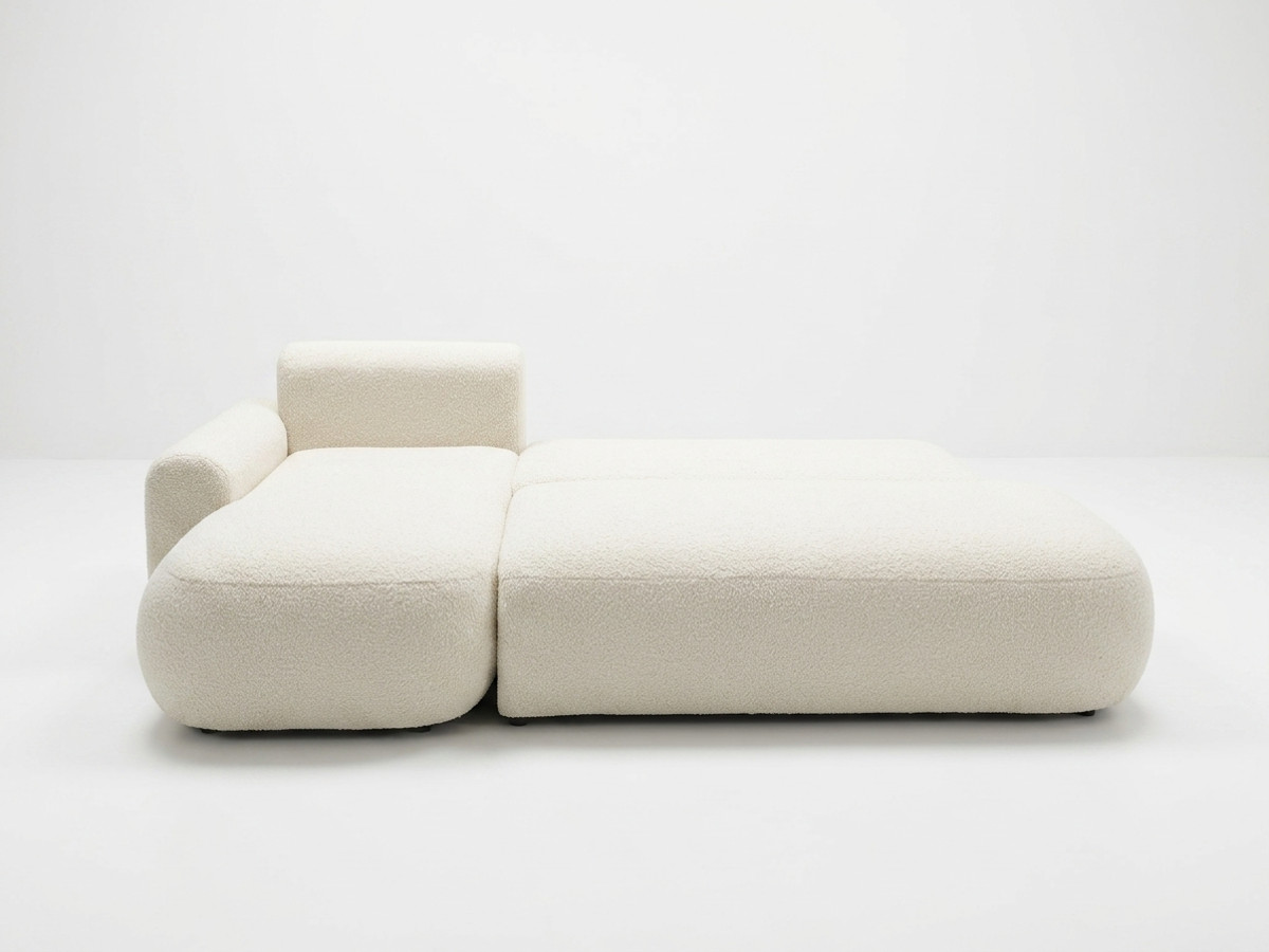 Bobochic Tango Ecksofa mit Schlaffunktion und Bettkasten Bouclé-Stoff Beige Ecke links