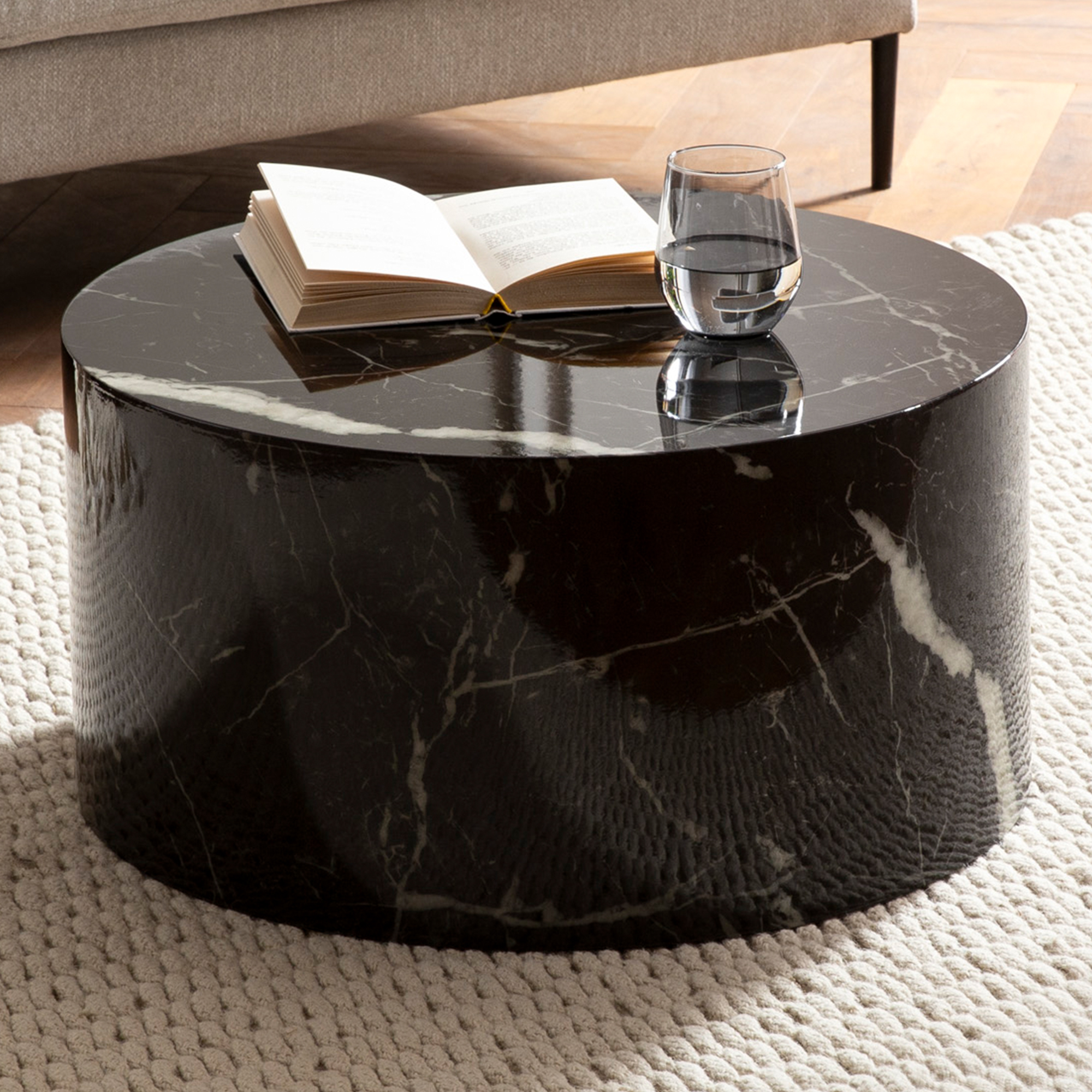 Couchtisch Alsen Marmoroptik Schwarz Ø 60 × H 30 cm