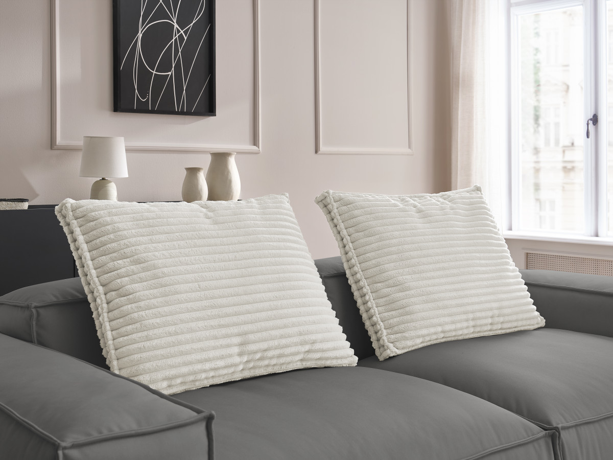 Bobochic Boheme Sofa 4-Sitzer mit Pouf Kunstleder Dunkelgrau