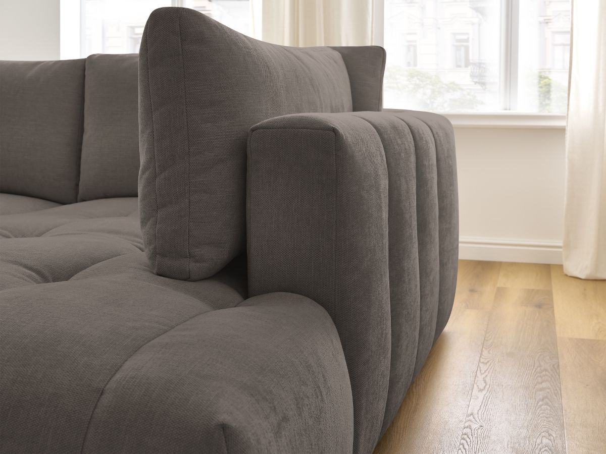 Bobochic Fuji Ecksofa mit Schlaffunktion und Bettkasten 282 × 204 cm Stoff Taupe Ecke rechts