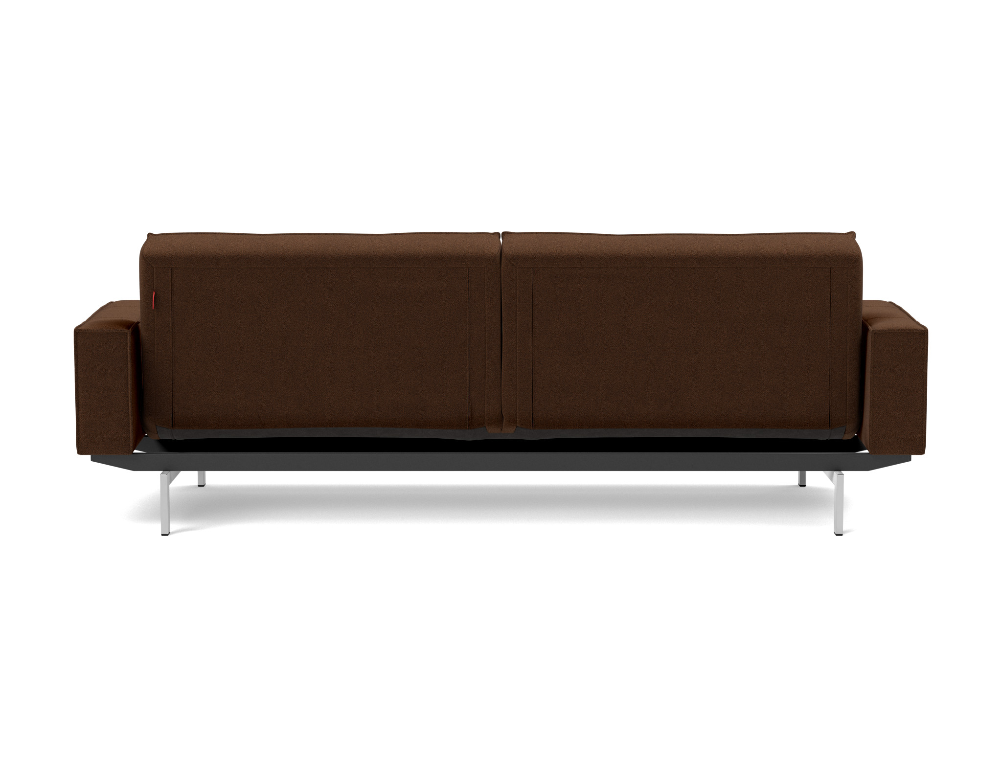 Schlafsofa Splitback mit Armlehnen Strukturierter Stoff Taura 359-Cappuccino Beine Chrom