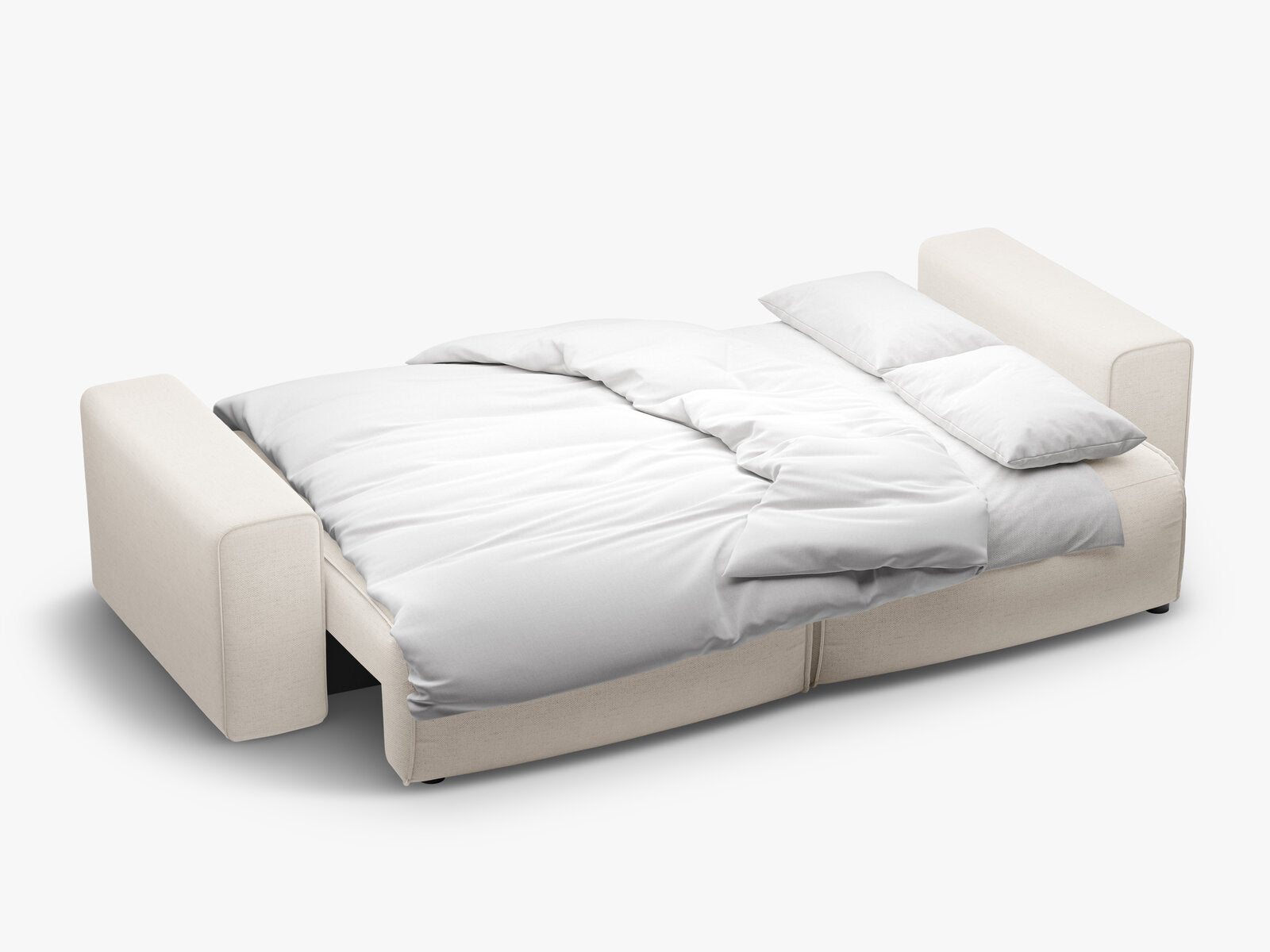 Micadoni Sofa Victor 3-Sitzer mit Schlaffunktion Strukturierter Stoff Helles Beige
