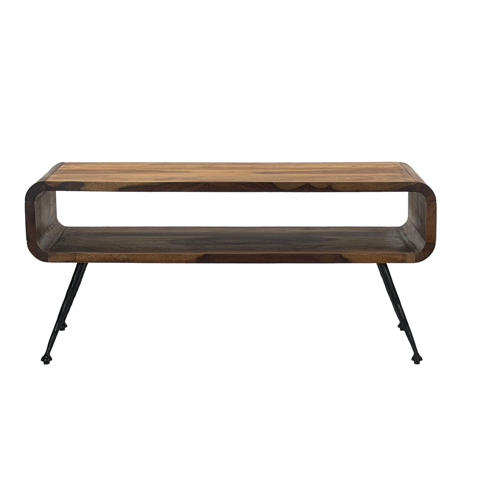 Couchtisch Valldal Massivholz Dunkelbraun 100 × 40 × 45 cm
