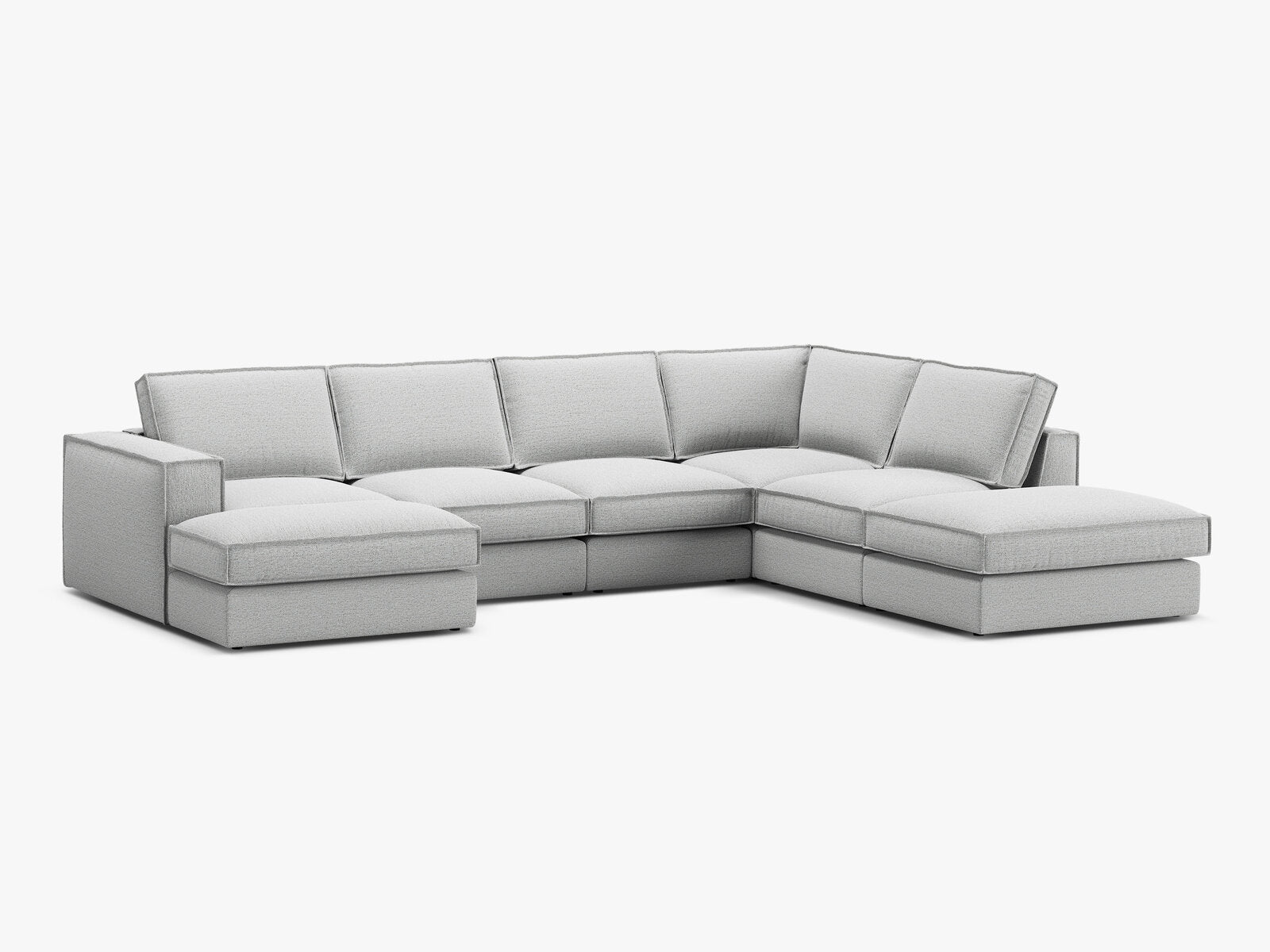 Micadoni modulares Panorama Ecksofa Pola 5-Sitzer Rechts Strukturierter Stoff Babel Hellgrau