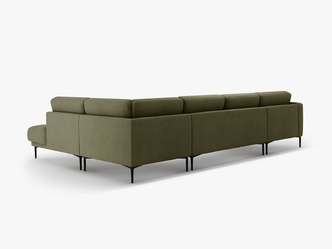 Micadoni Panorama Ecksofa Bemy 7-Sitzer Rechts Samt Grün