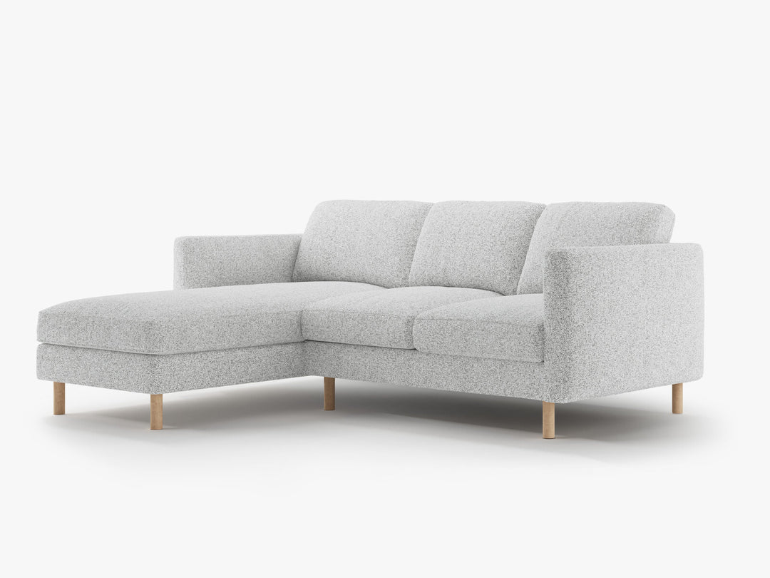 Micadoni Ecksofa Eden 3-Sitzer Links Strukturierter Stoff Hellgrau Melange