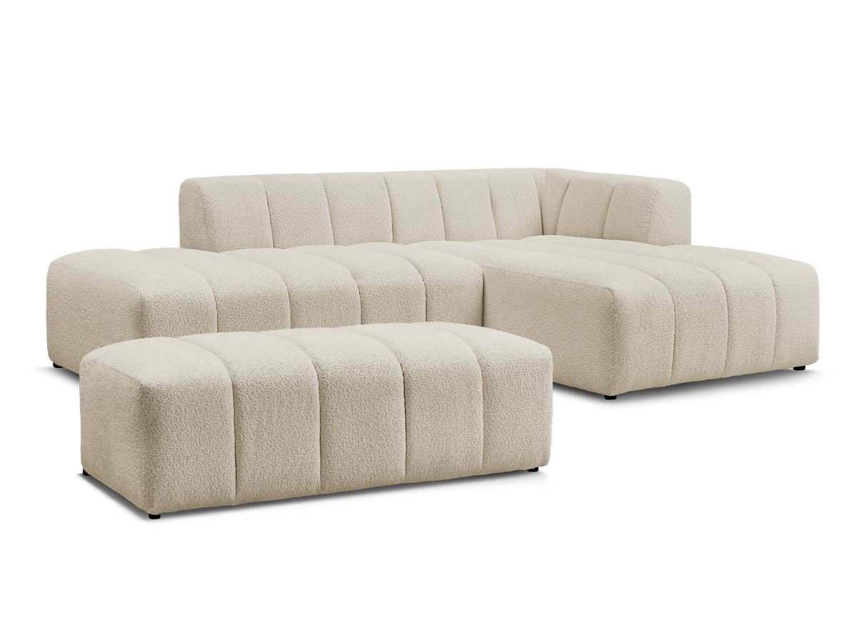 Bobochic Annecy Ecksofa mit Pouf Bouclé-Stoff Beige Ecke rechts