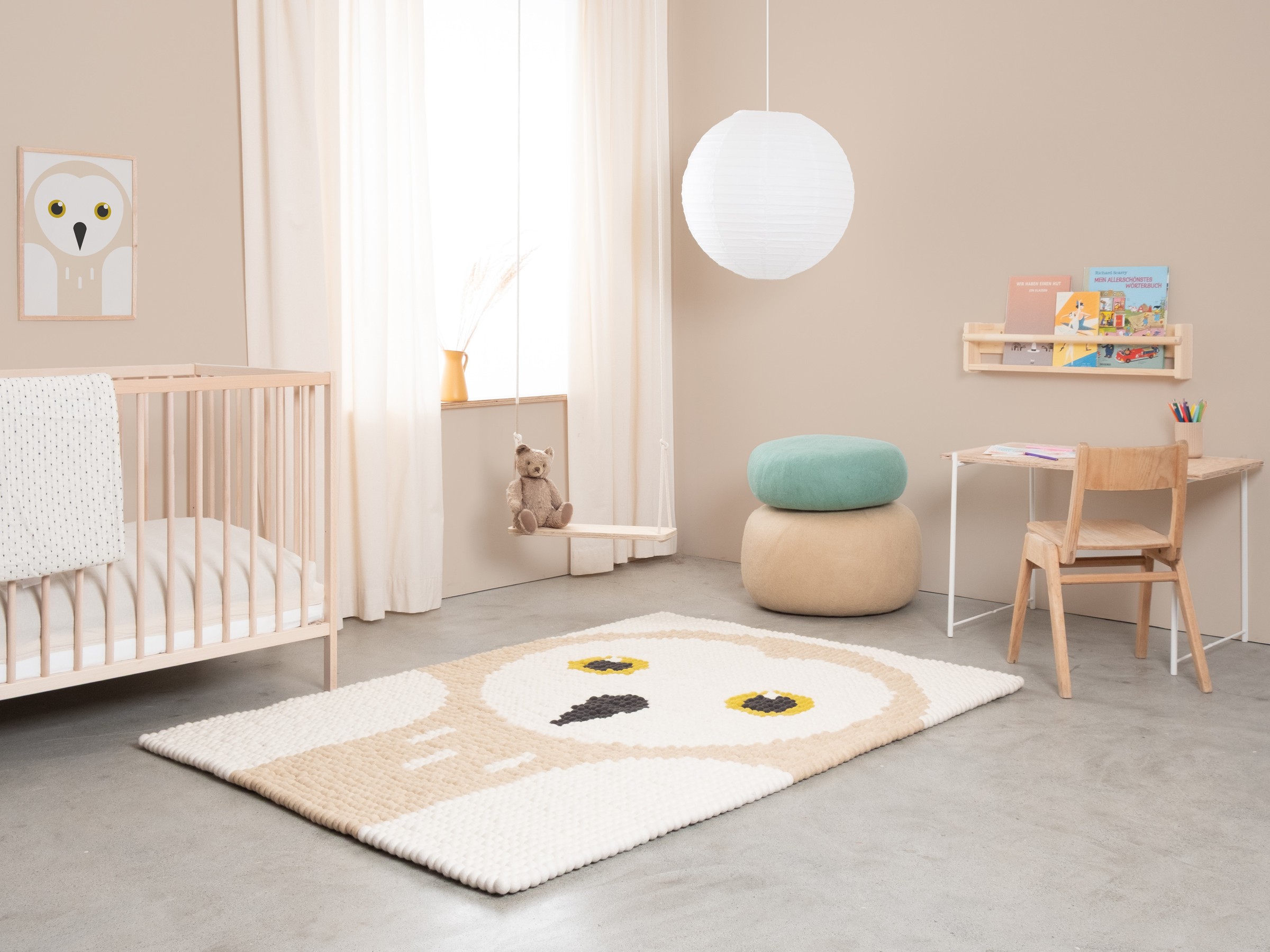 myfelt Evi Filzkugelteppich Natur