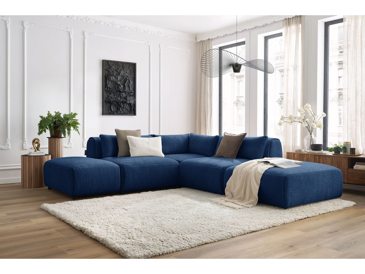 Bobochic Jeanne Ecksofa 271 × 300 cm Strukturstoff Dunkelblau