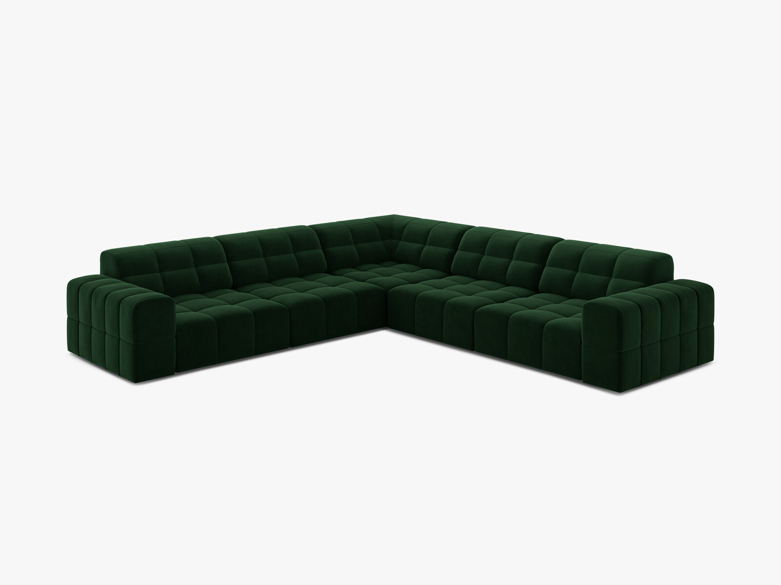Micadoni Jennifer Modulares Ecksofa 7-Sitzer Samt Bluvel Flaschengrün