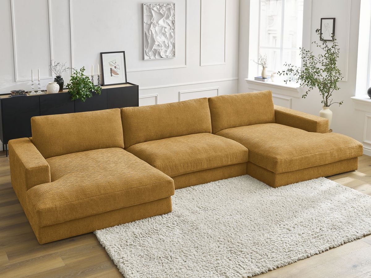 Bobochic Leonard Wohnlandschaft 404 × 159 cm Strukturstoff Gelb