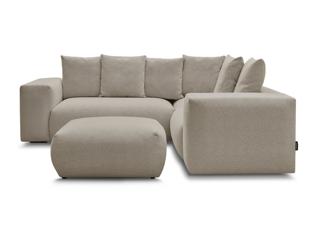 Bobochic Voltaire Ecksofa mit Pouf 268 × 214 cm Melange-Stoff Taupe Ecke rechts