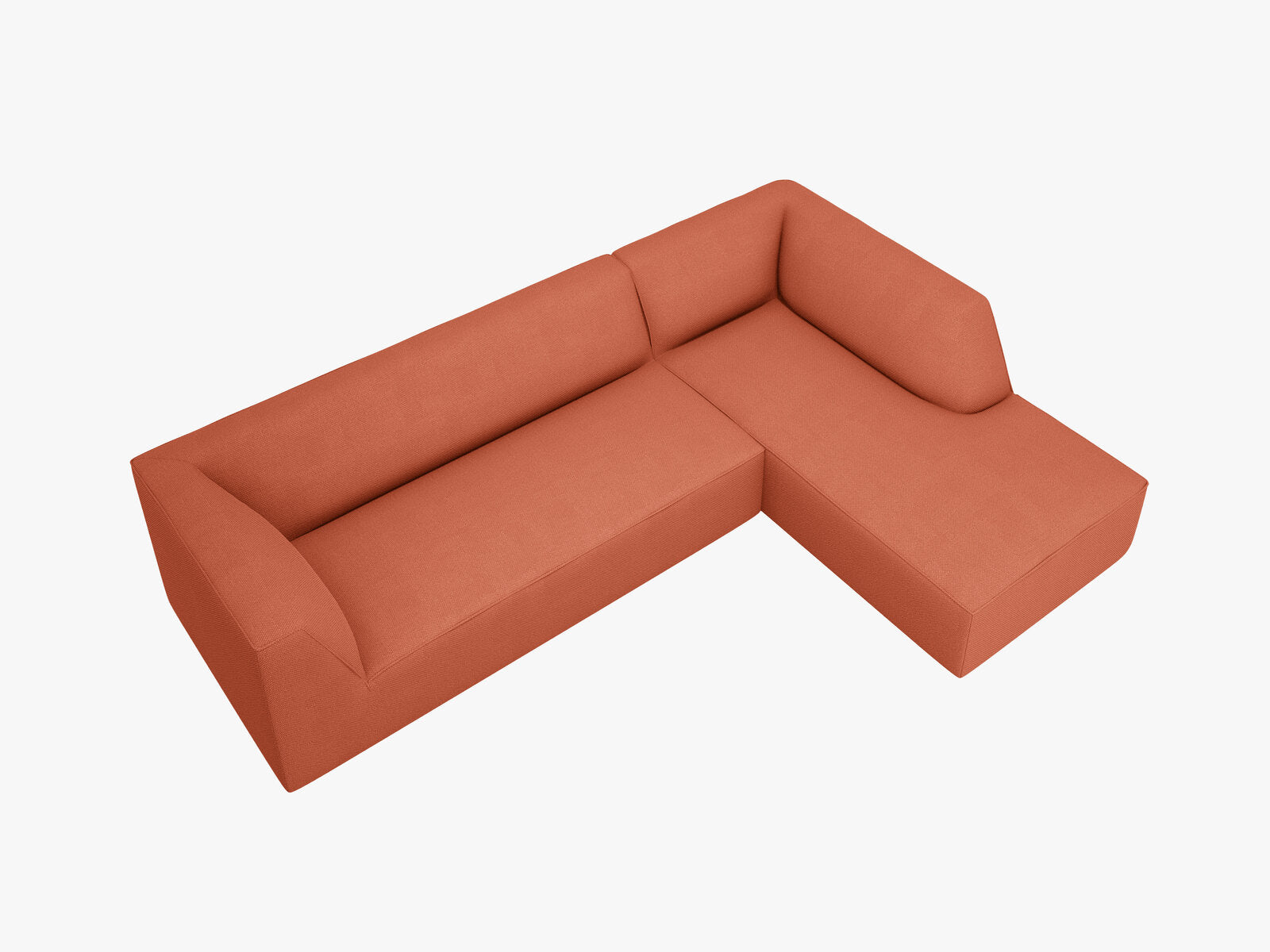 Micadoni 4-Sitzer Modular Sofa Ruby Rechts Strukturierter Stoff Koralle