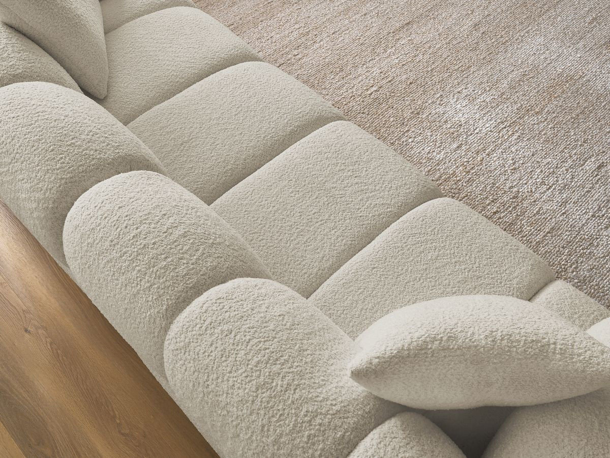 Bobochic Pamira Sofa 3-Sitzer Bouclé-Stoff Beige