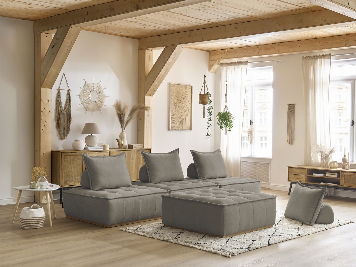 Bobochic Elisa Sofa 4-Sitzer Strukturstoff Taupe