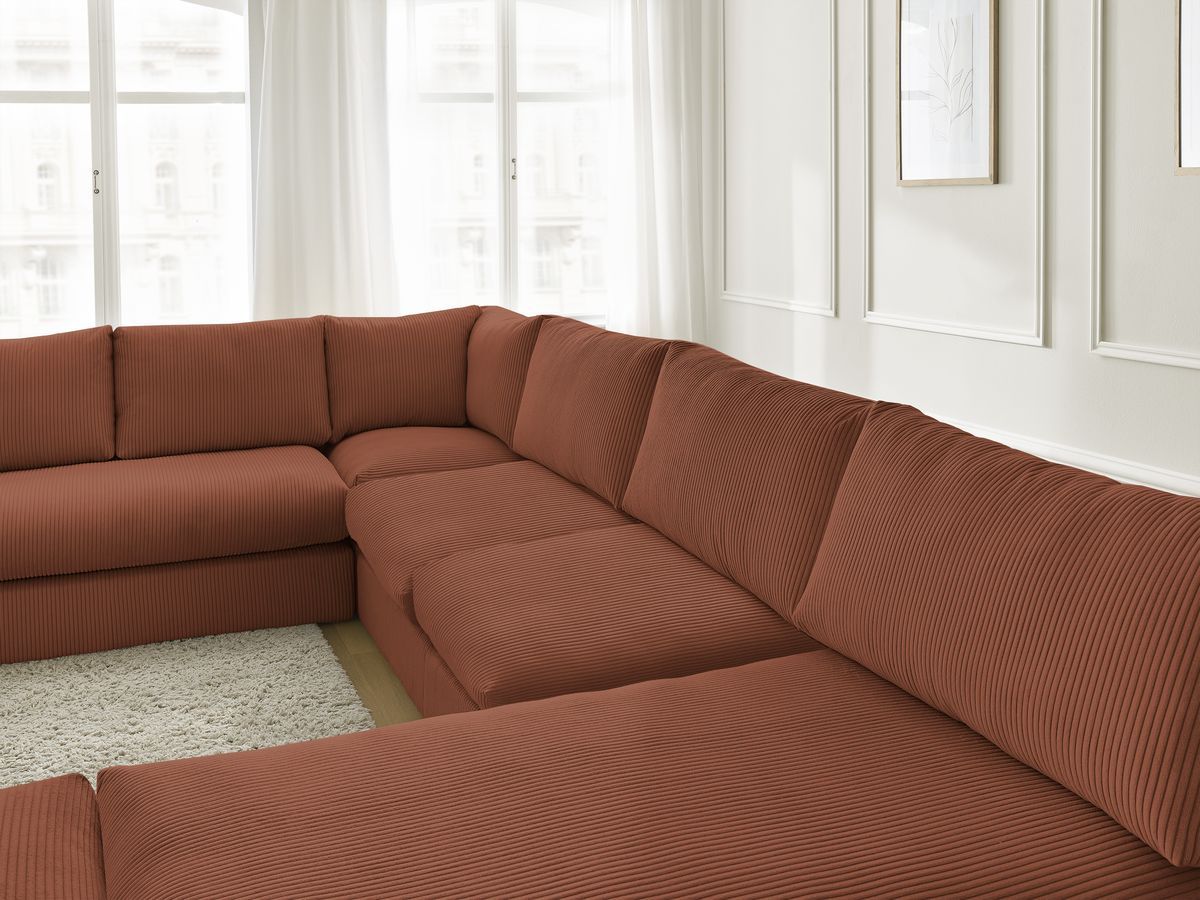 Bobochic Paris Ecksofa mit Pouf 369 × 167 cm Cordsamt Orange