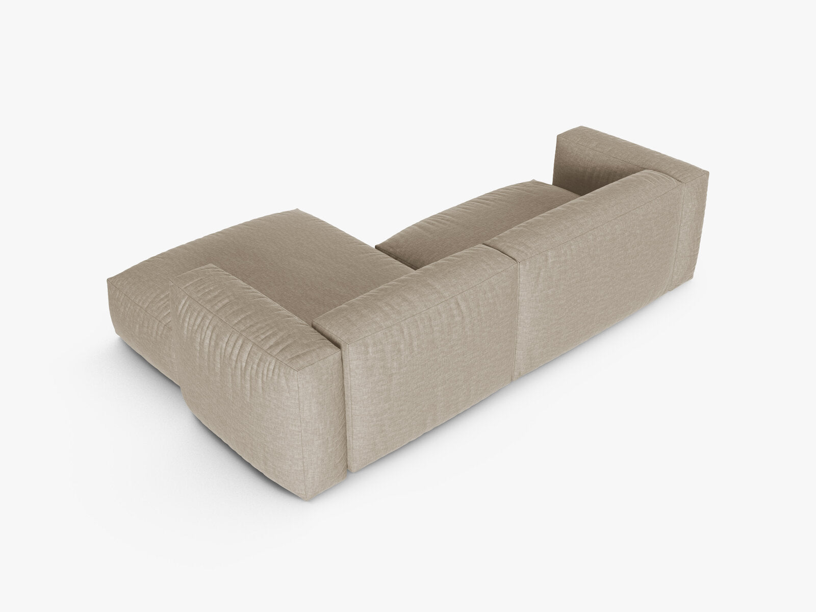 Micadoni Ecksofa Martina 2-Sitzer 90cm Sitztiefe Rechts Strukturierter Stoff Boston Helles Beige