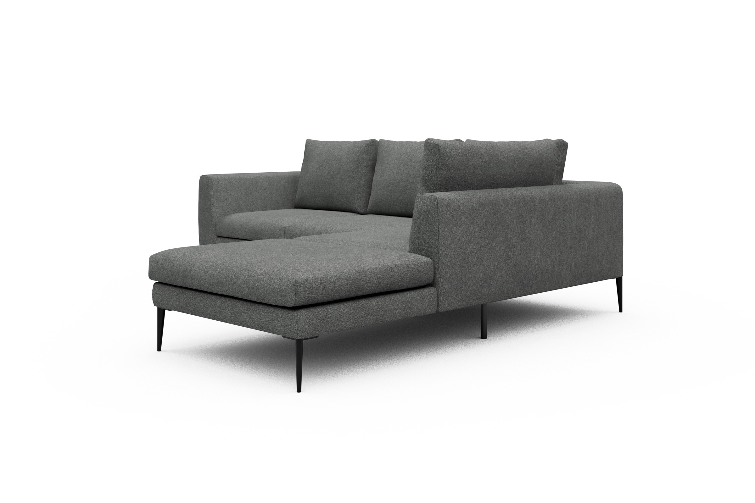 Ecksofa Paul Relax-Ecke rechts mit 2-Sitzer Boucle-Ash-Grey