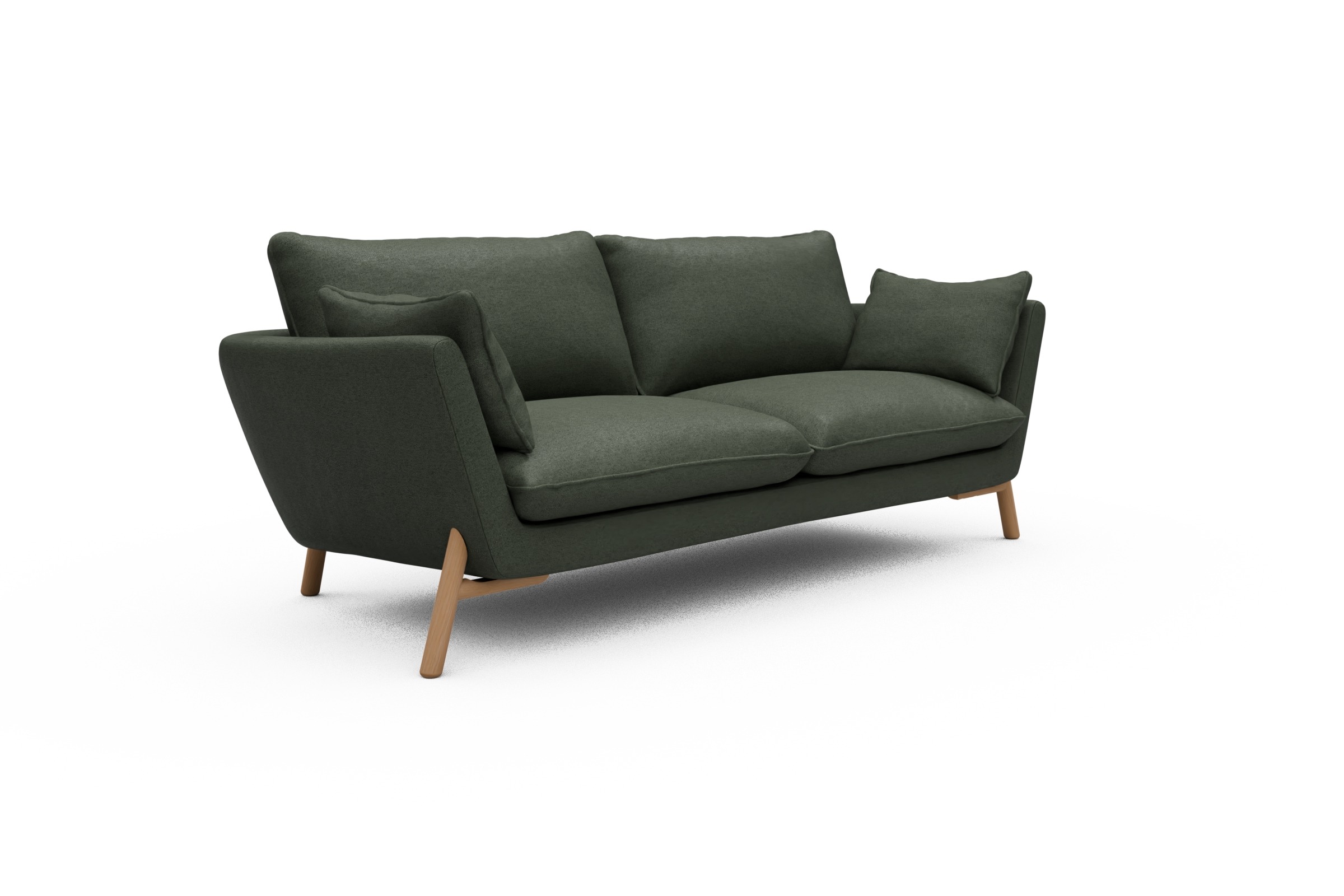 Sofa Emil 3-Sitzer Beinfarbe Eiche Natur Denari-Forest-Green