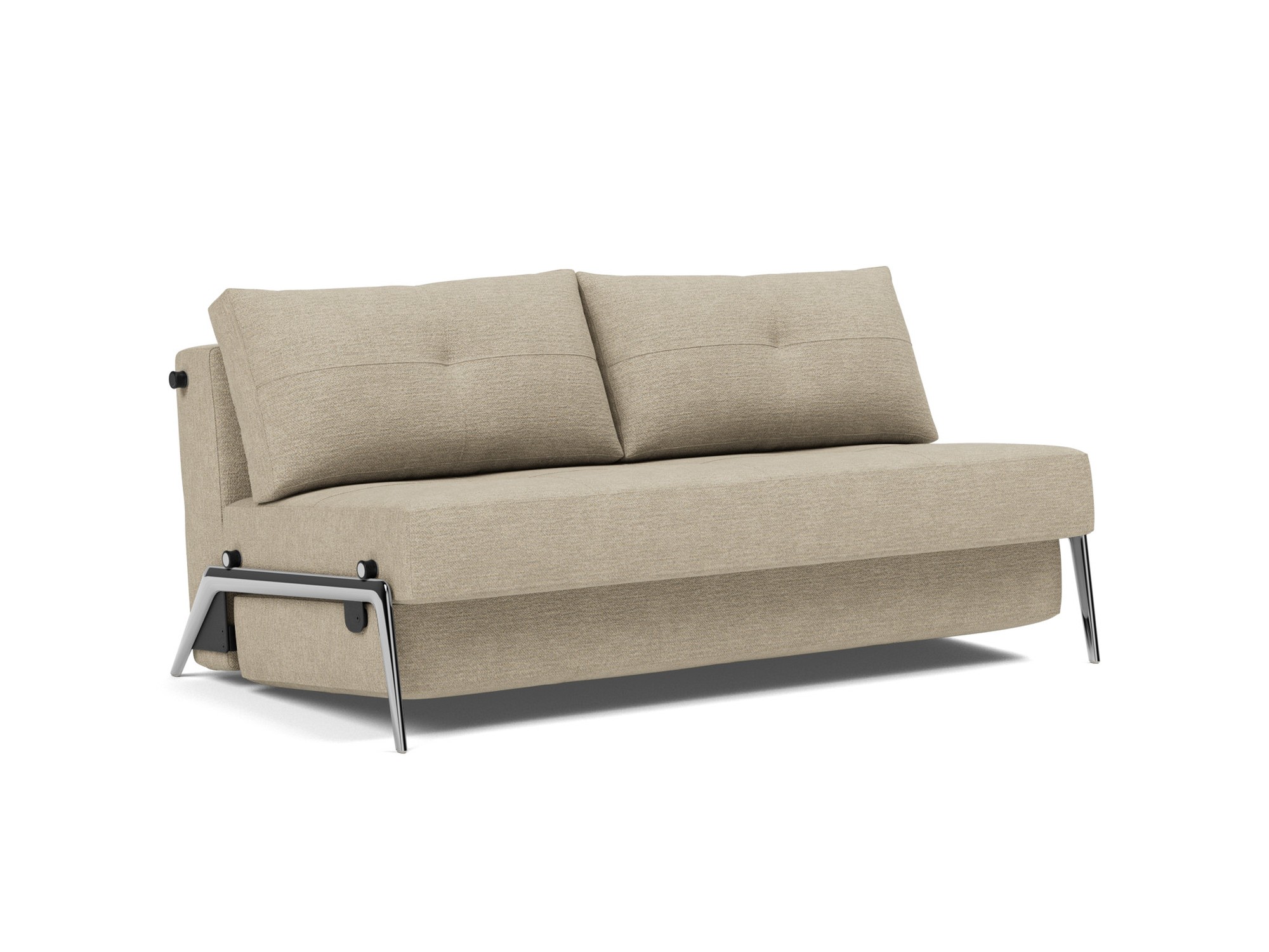 Schlafsofa Cubed 160 Strukturierter Stoff Taura 356-Sand Beine Aluminium