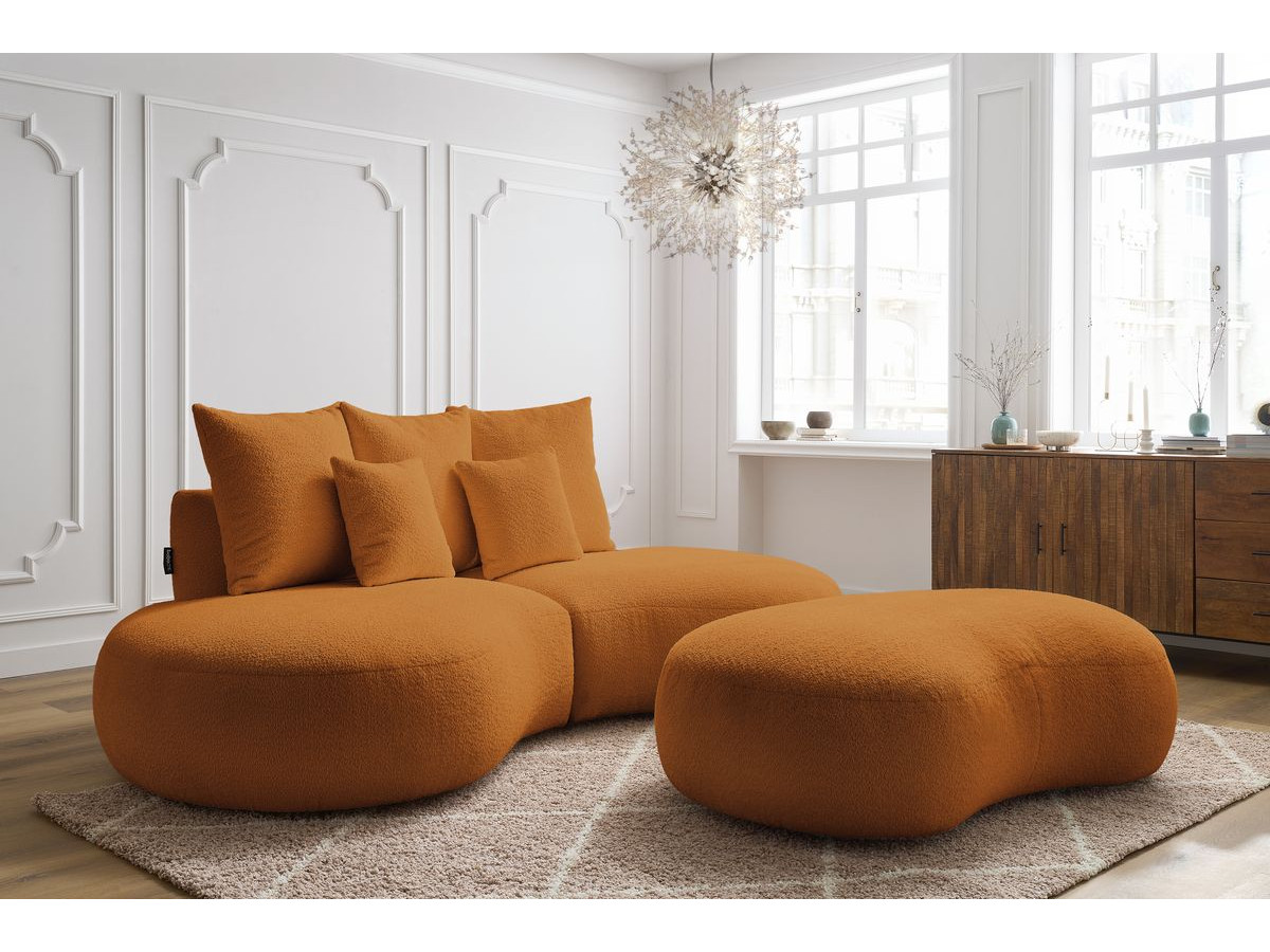 Bobochic Saint-germain Sofa 5-Sitzer mit Pouf Bouclé-Stoff Gelb