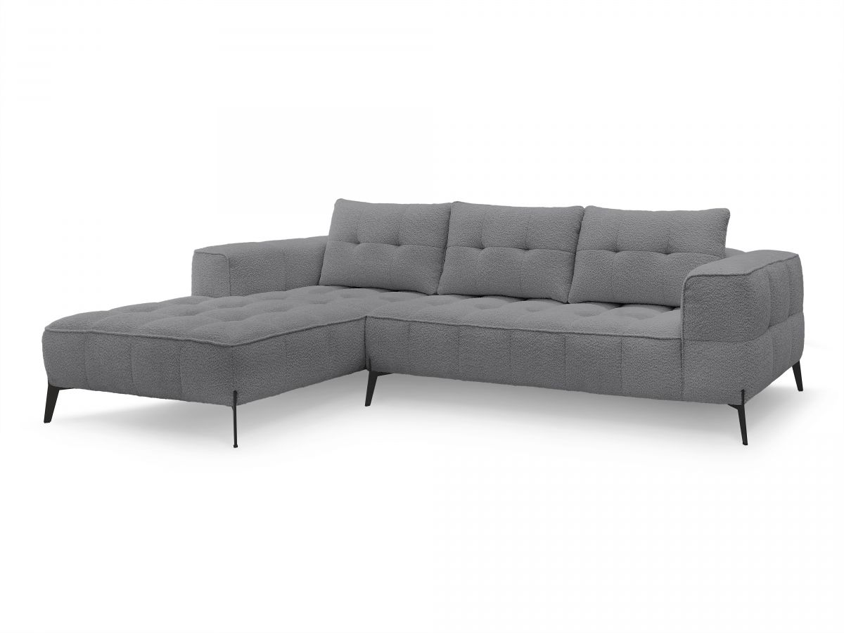 Bobochic Anis Ecksofa Bouclé-Stoff Dunkelgrau Ecke links