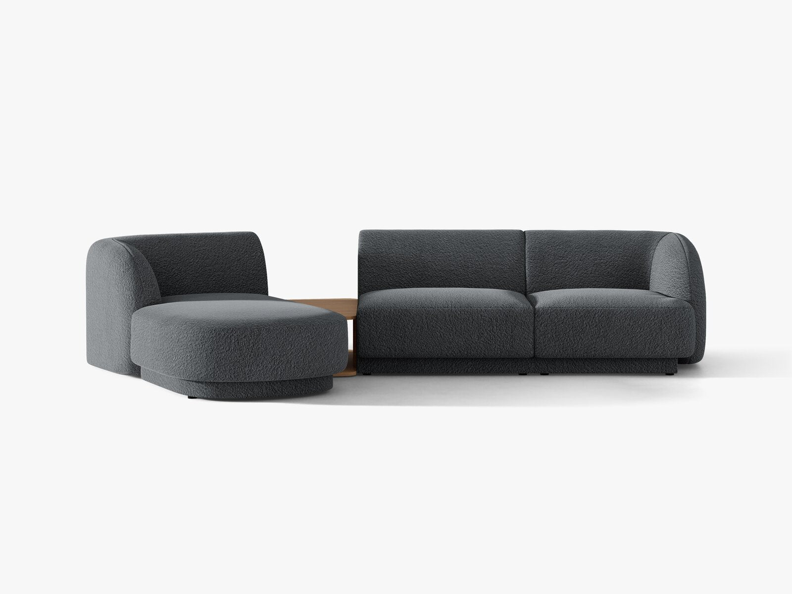 Micadoni Modulares Sofa Miley mit Recamiere 3-Sitzer Links Boucle Baloo Dunkelgrau