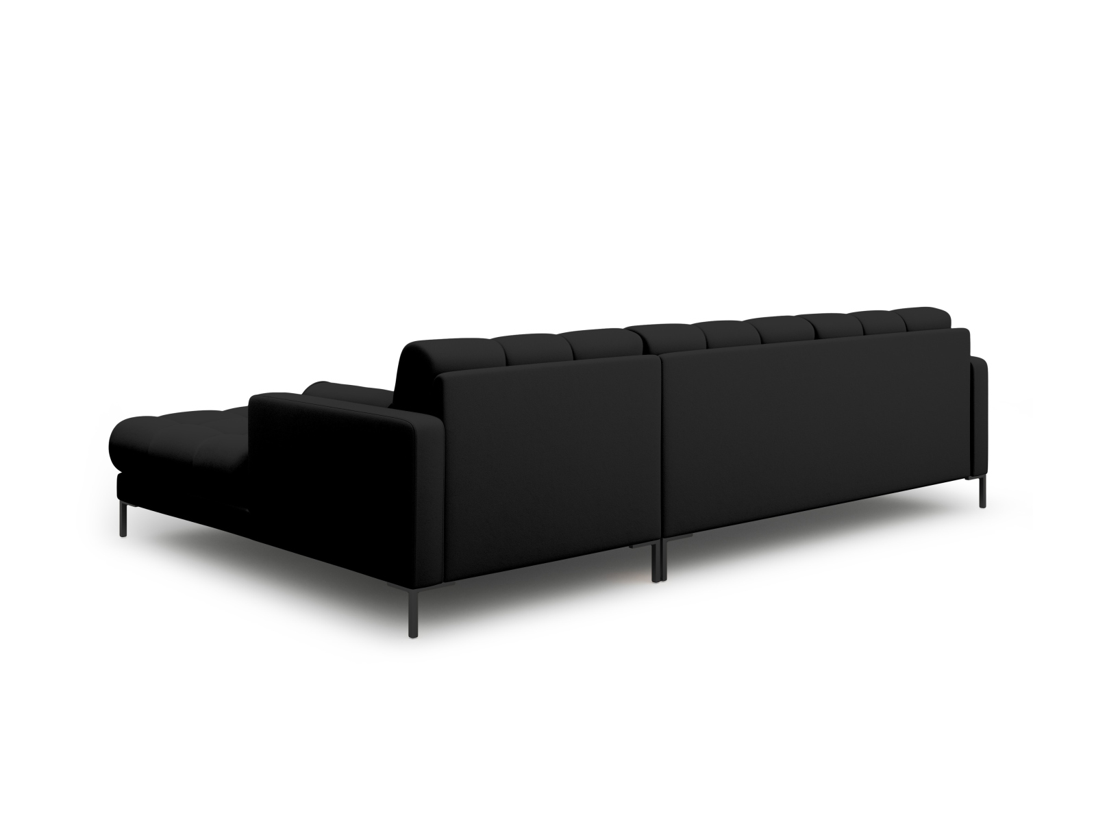 Cosmopolitan Design Ecksofa Bali 5-Sitzer Strukturierter Stoff Neve Schwarz Rechts Beine Schwarzes Metall