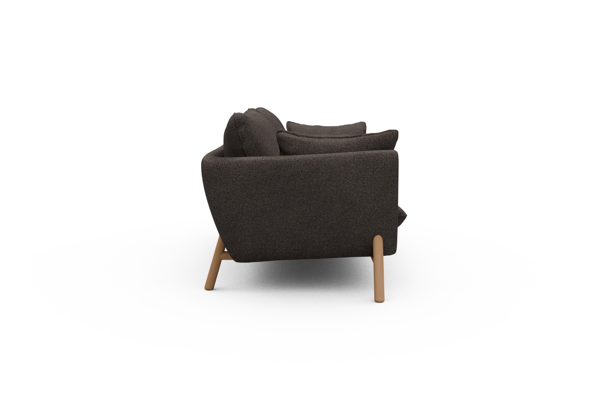 Sofa Emil 2-Sitzer Beinfarbe Eiche Natur Boucle-Taupe