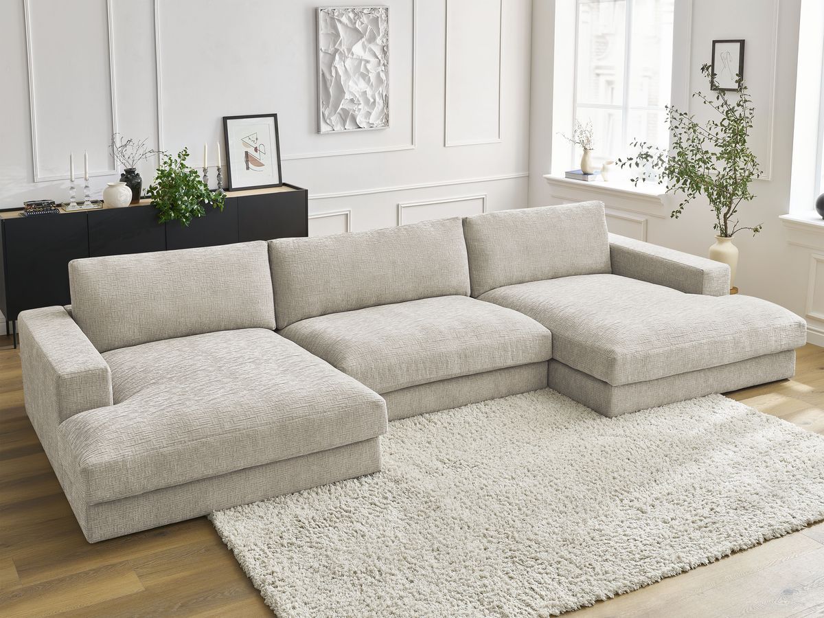 Bobochic Leonard Wohnlandschaft 349 × 159 cm Strukturstoff Beige