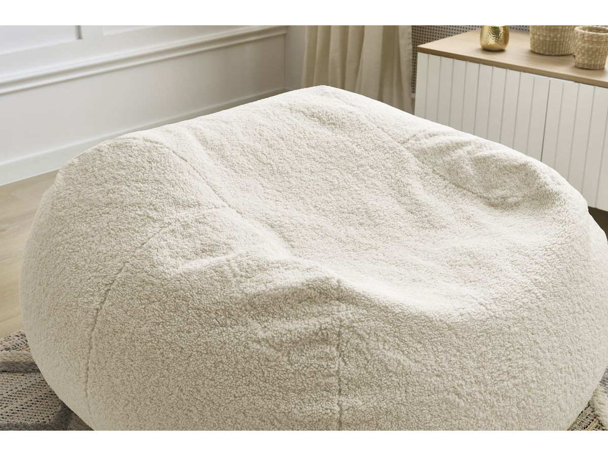 Bobochic Meribel Pouf Bouclé-Stoff Beige