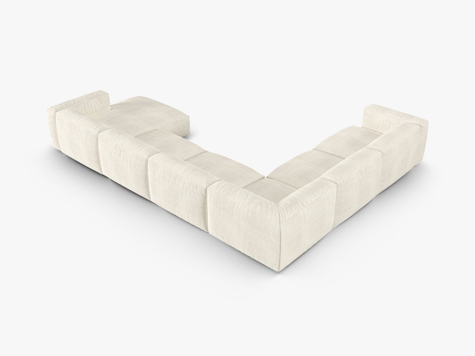 Micadoni modulares Ecksofa XL Martina 6-Sitzer 90cm Sitztiefe Links Boucle Monet Elfenbein