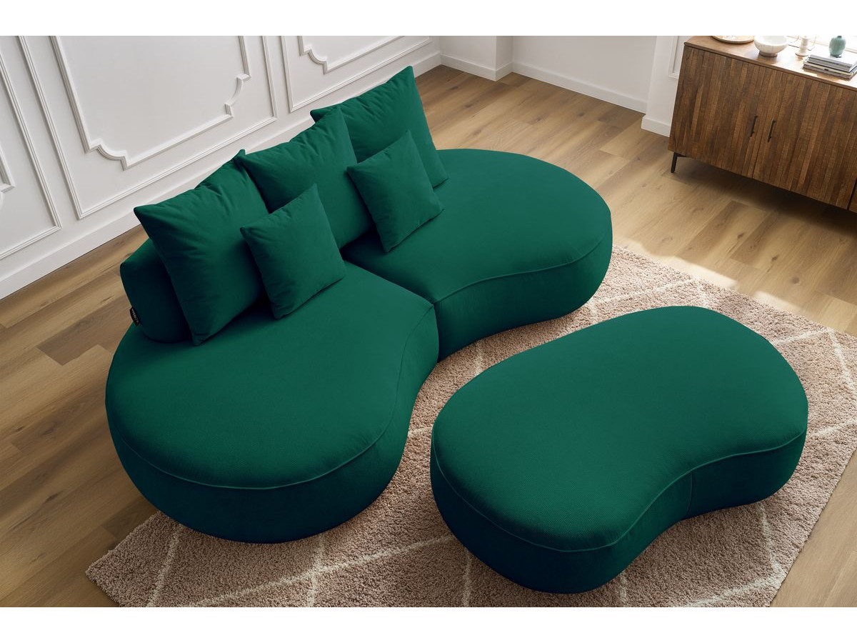 Bobochic Saint-germain Sofa 5-Sitzer mit Pouf Strukturstoff Grün