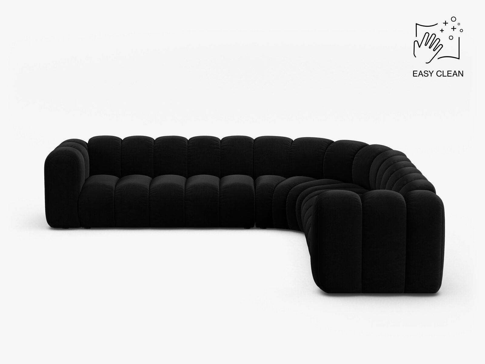 Micadoni symmetrisches Ecksofa Lupine 5-Sitzer  Samt Venus Schwarz